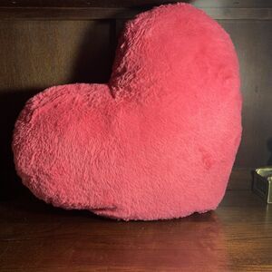 Room Essentials Pink Heart Plush Pillow 18x16 Furry Valentine Decor Target